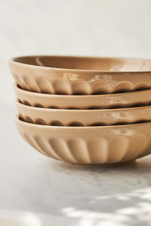 Amelie Latte Portuguese Stoneware Pasta Bowls, Set of 4 #1