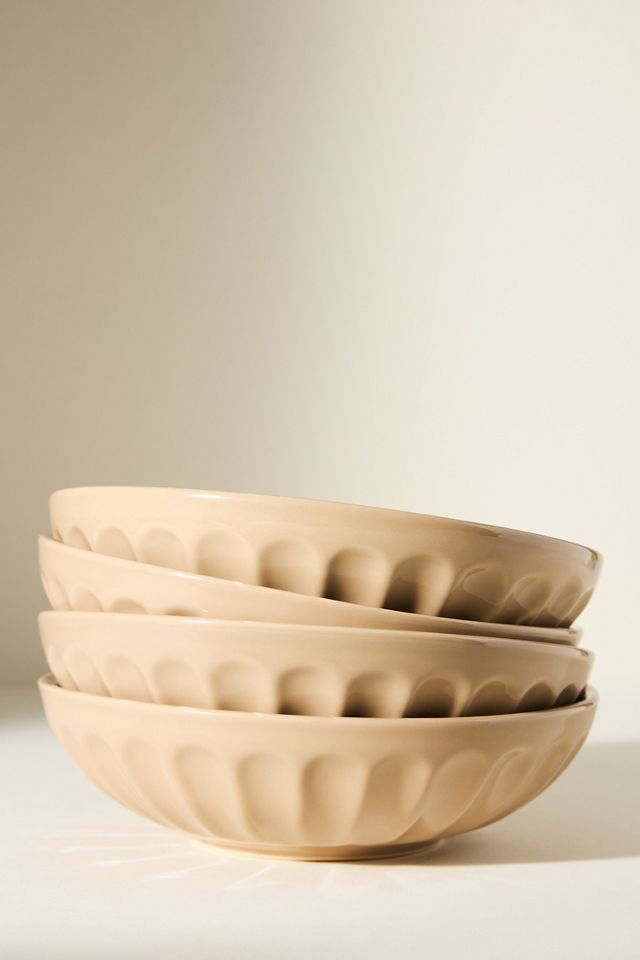 Amelie Latte Portuguese Stoneware Pasta Bowls, Set of 4 #2