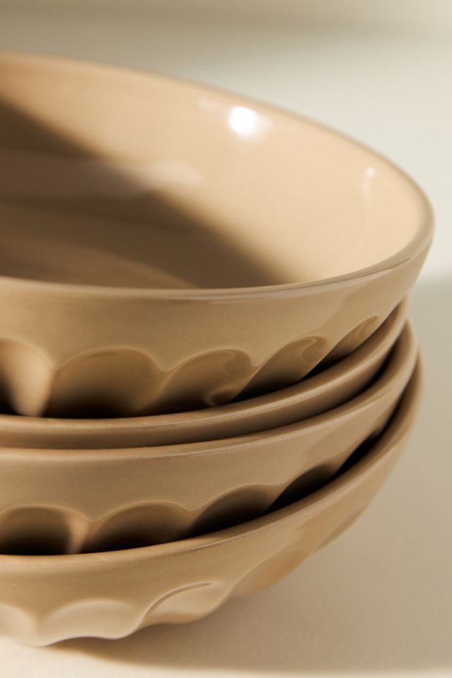 Amelie Latte Portuguese Stoneware Pasta Bowls, Set of 4 #3