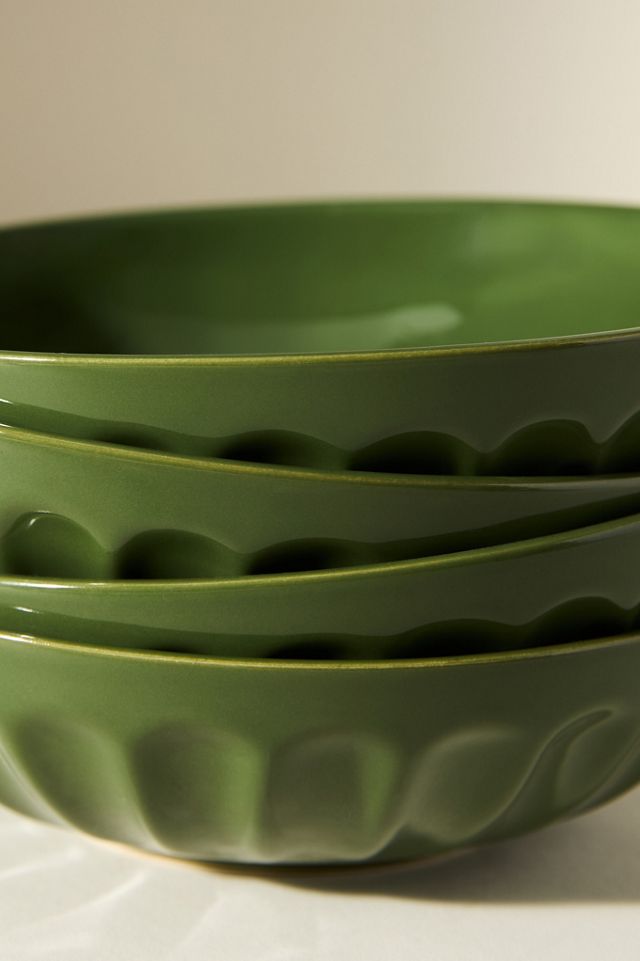 Amelie Latte Portuguese Stoneware Pasta Bowls, Set of 4 #2