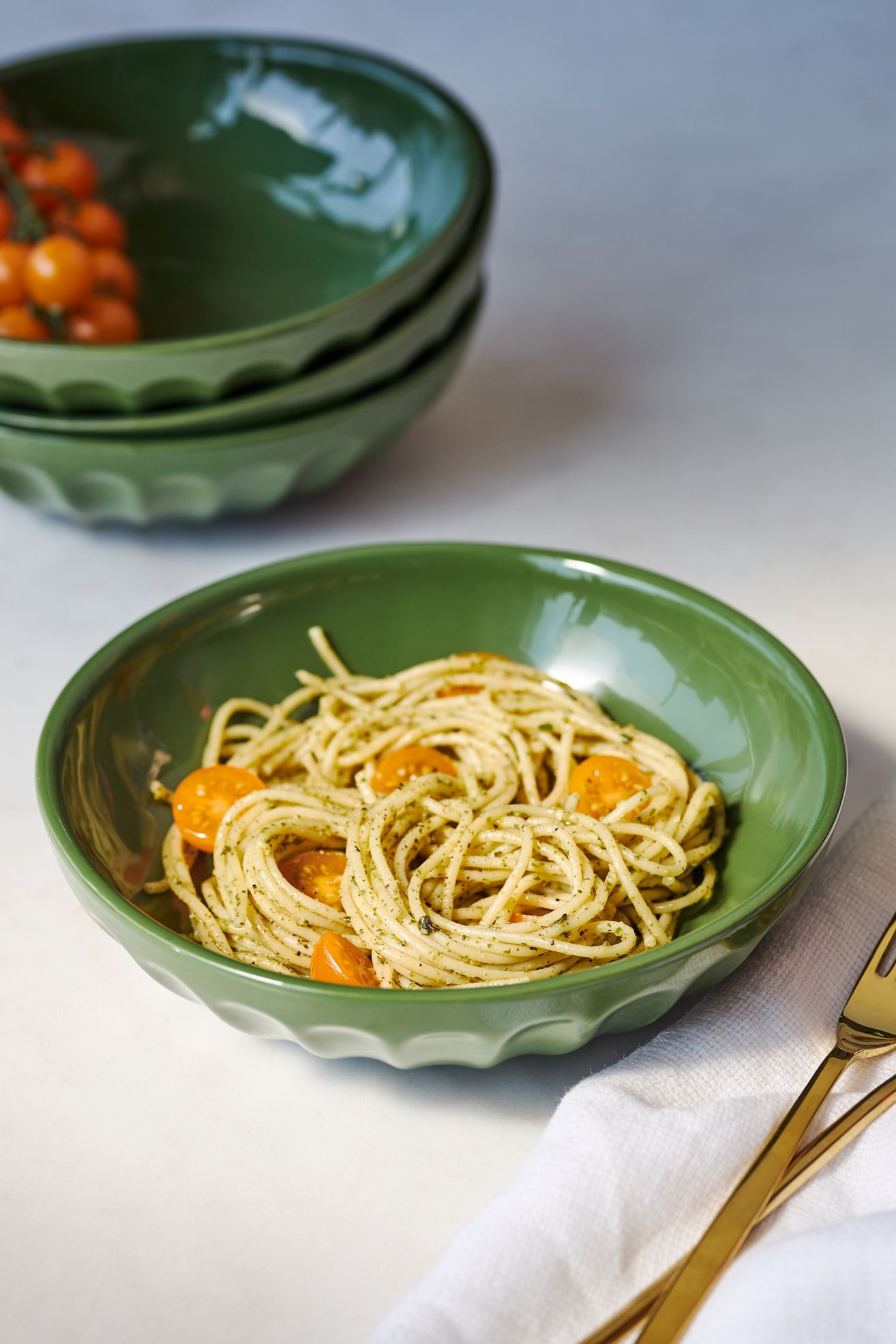 The Latte Stoneware Pasta Bowls, Set of 4: Amelie Edition - Fern, Set Of 4