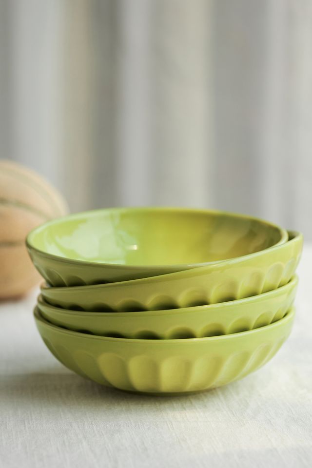 Amelie Latte Pasta Bowls, Set of 4 (Chartruese)