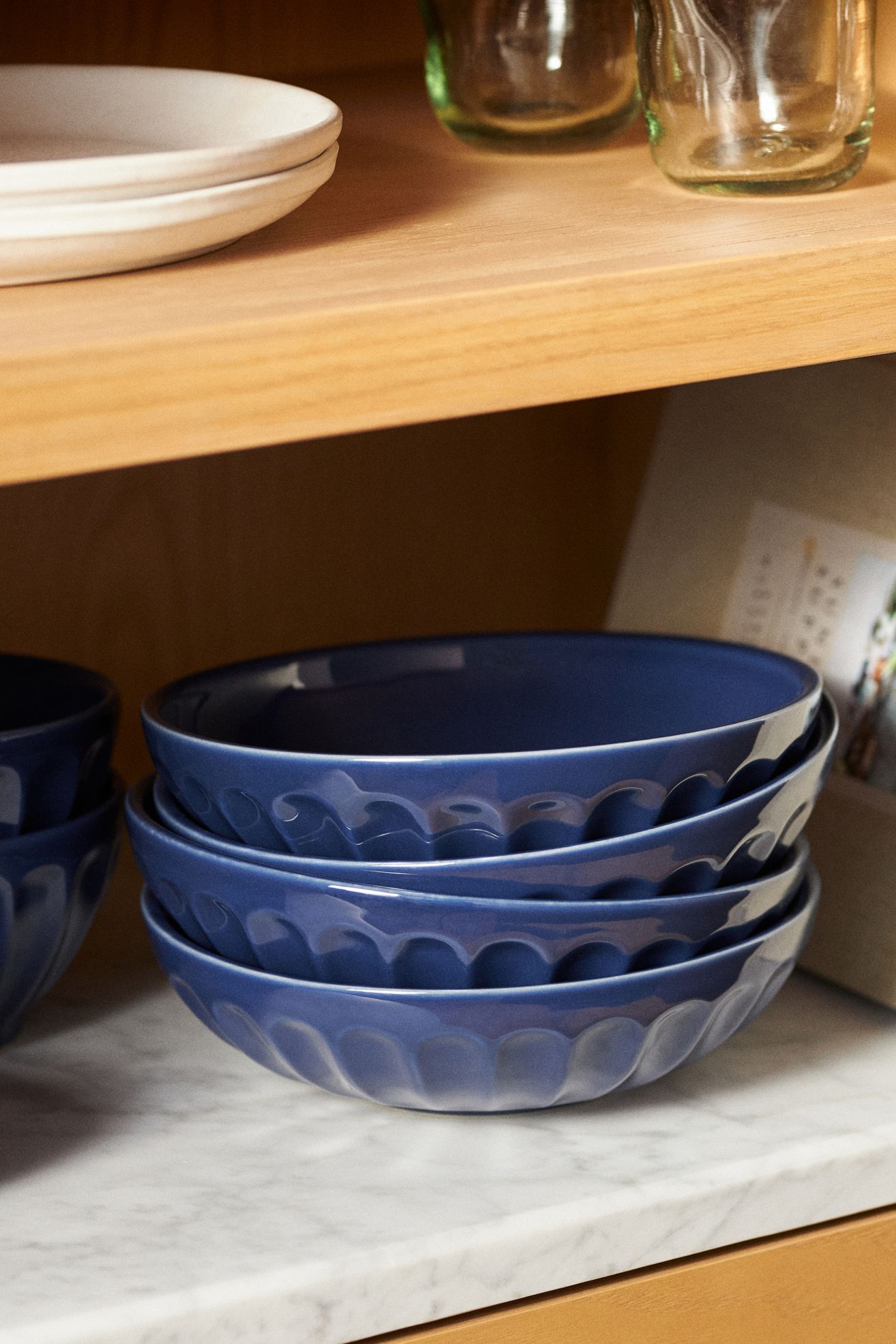 The Latte Stoneware Pasta Bowls, Set of 4: Amelie Edition - Navy, Set Of 4