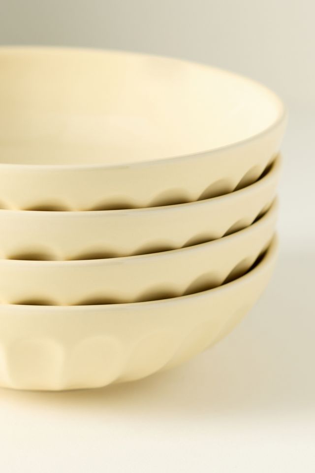 Amelie Latte Portuguese Stoneware Pasta Bowls, Set of 4 #3