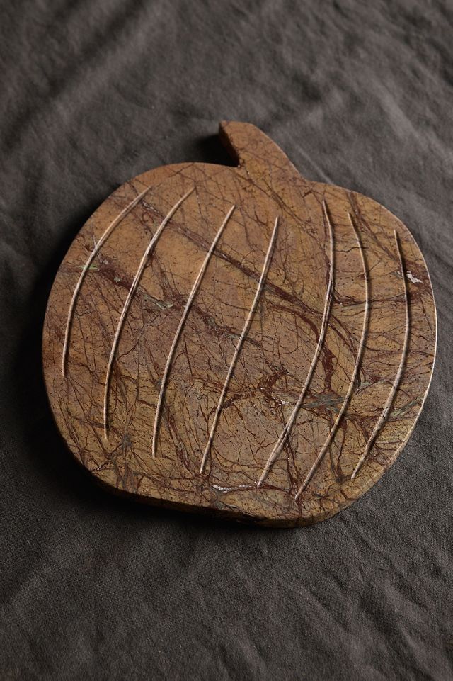 Brown Forest Marble Pumpkin Serving Board #1