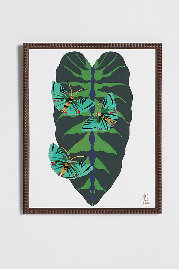 Artfully Walls Palm And Gaudy Butterflies Wall Art In Green