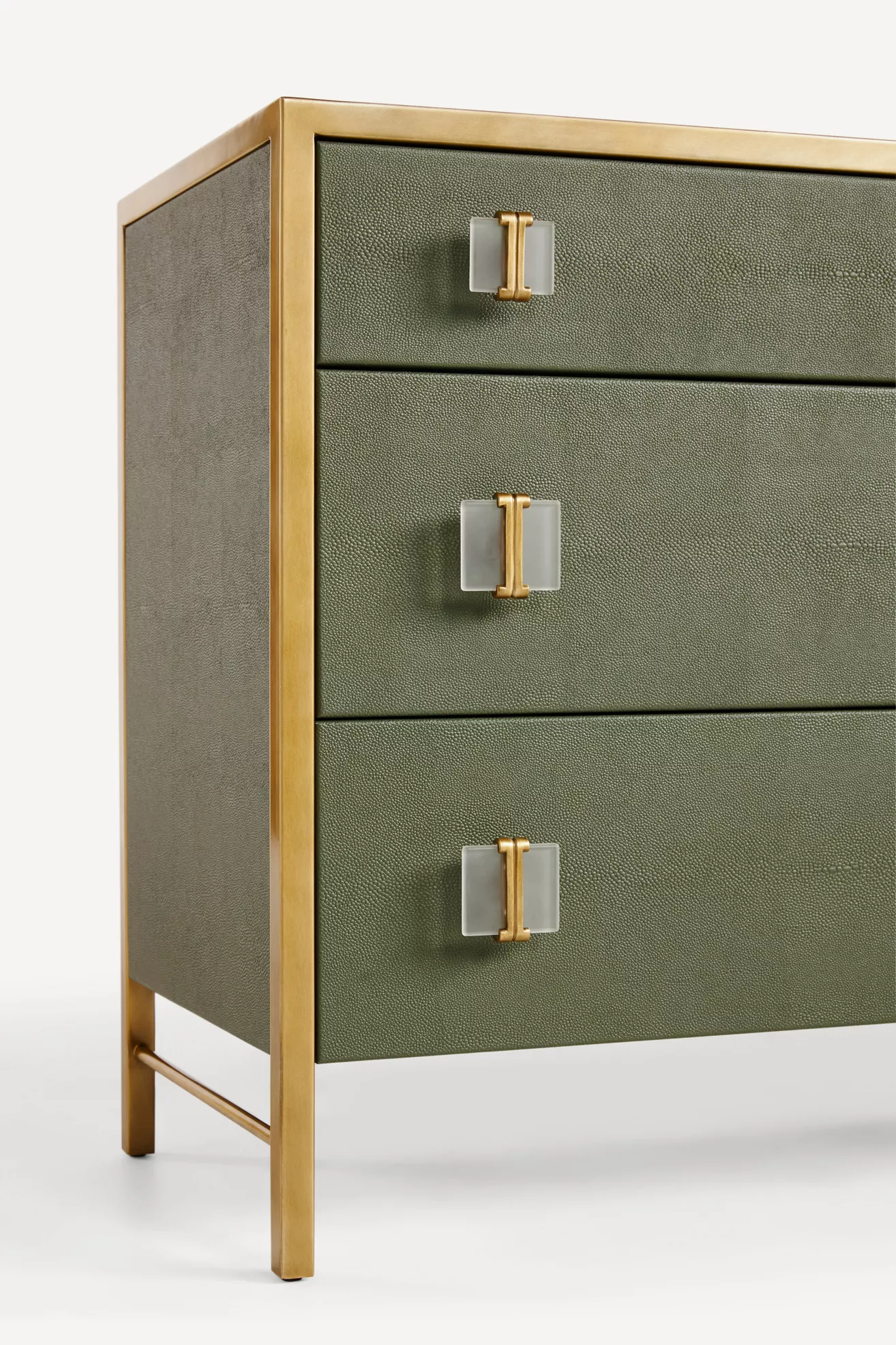 Close-up of dresser top and drawer handles