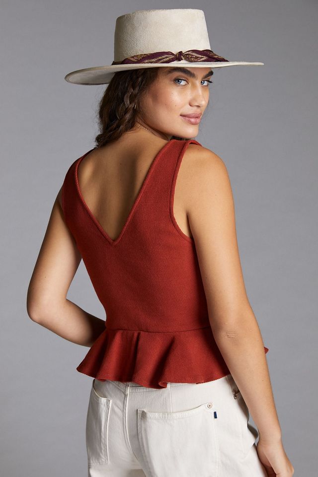 V neck 2024 peplum tank