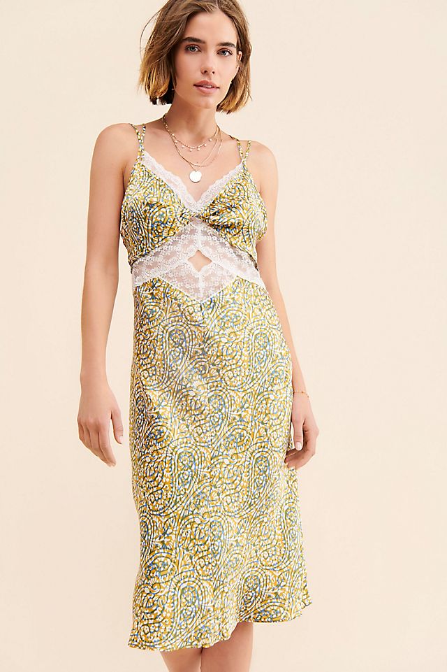paisley slip dress Dedra patchwork print Bryony Paisley Slip Dress ELLA