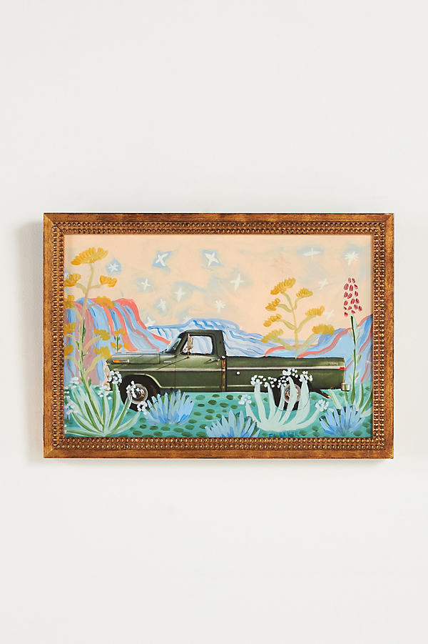 Artfully Walls Vintage Truck And Desert Flora Wall Art In Blue