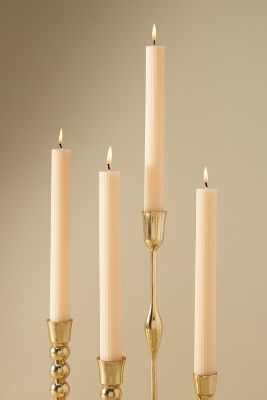 Anthropologie Fluted Taper Candles, Set Of 4 In White