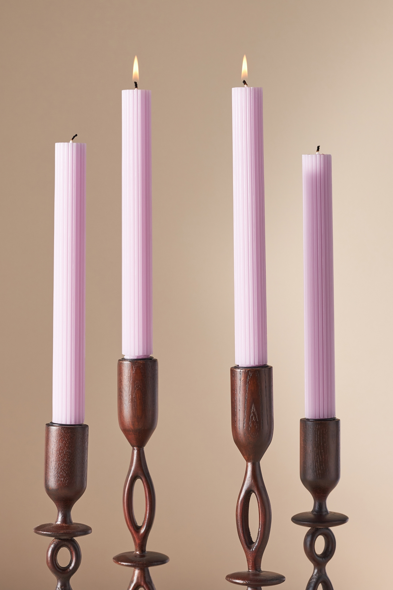 Fluted Taper Candles, Set of 4