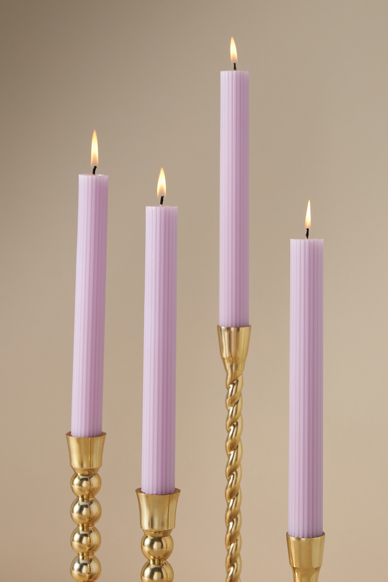 Fluted Taper Candles, Set of 4