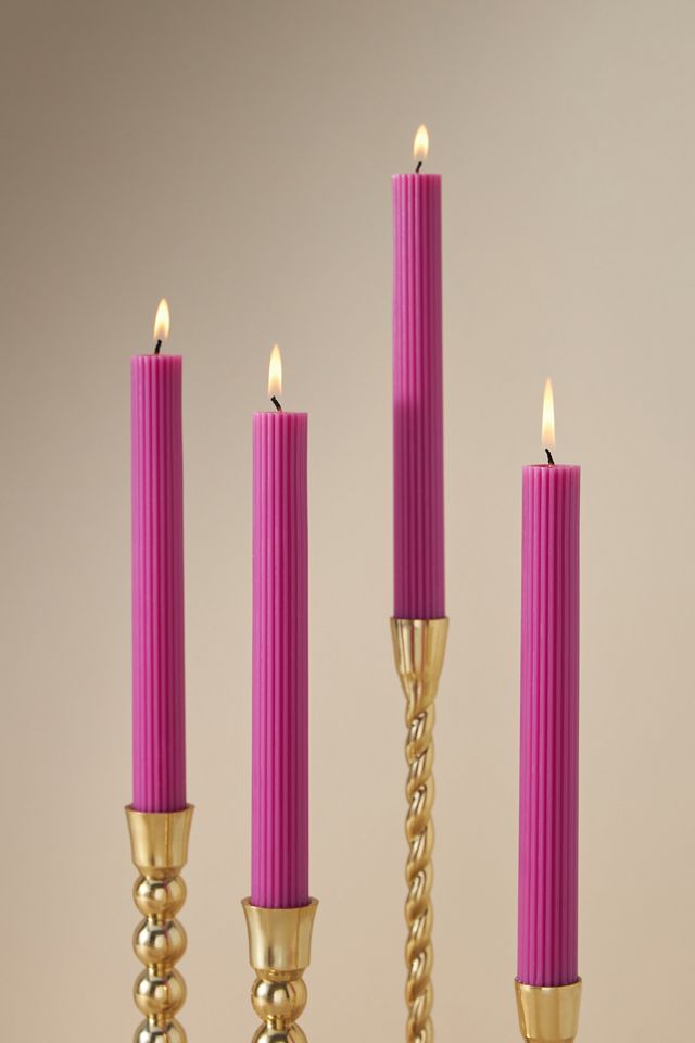 Fluted Taper Candles, Set of 4 PINK