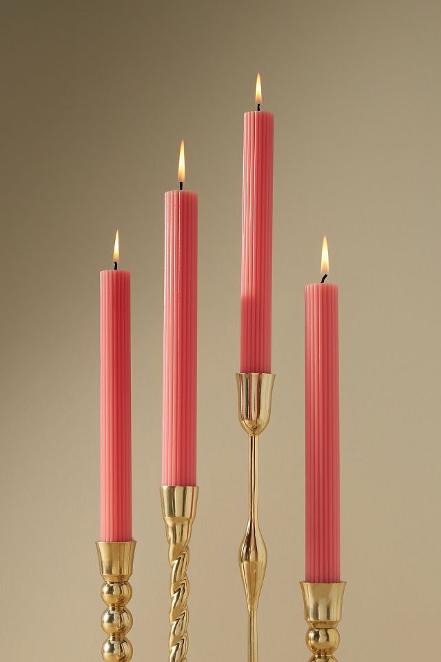 Fluted Taper Candles, Set of 4