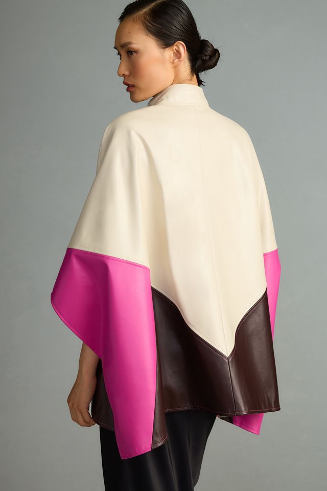 Colorblock Zip-Up Poncho #1