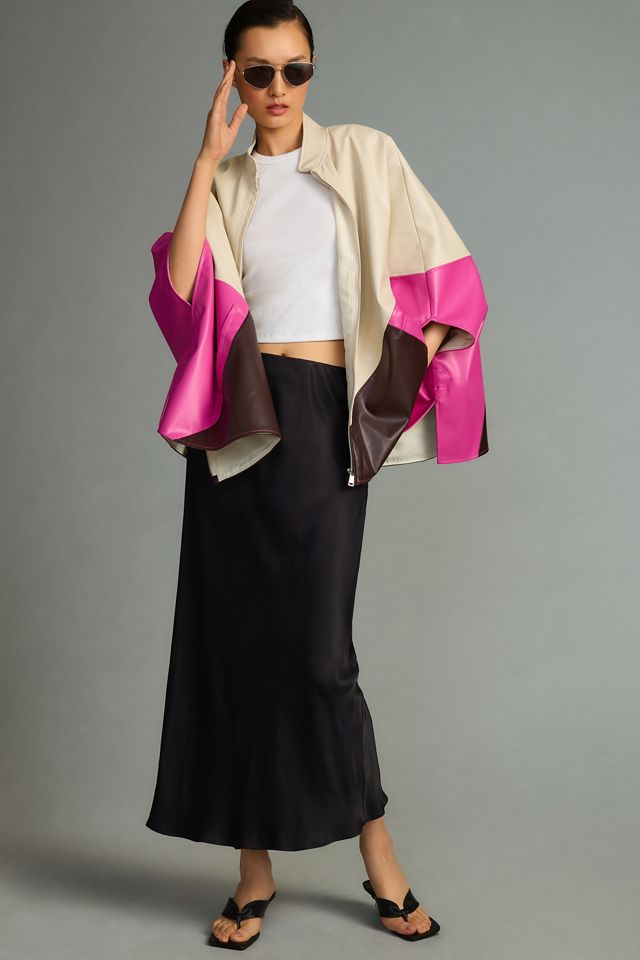 Colorblock Zip-Up Poncho #2