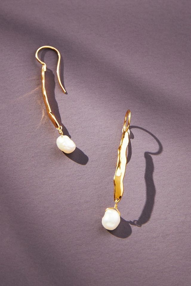 Chan Luu Wave Pearl Drop Earrings | Anthropologie