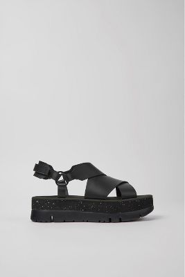 Shop Camper Oruga Up Leather Sandals In Black