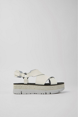 Shop Camper Oruga Up Leather Sandals In White