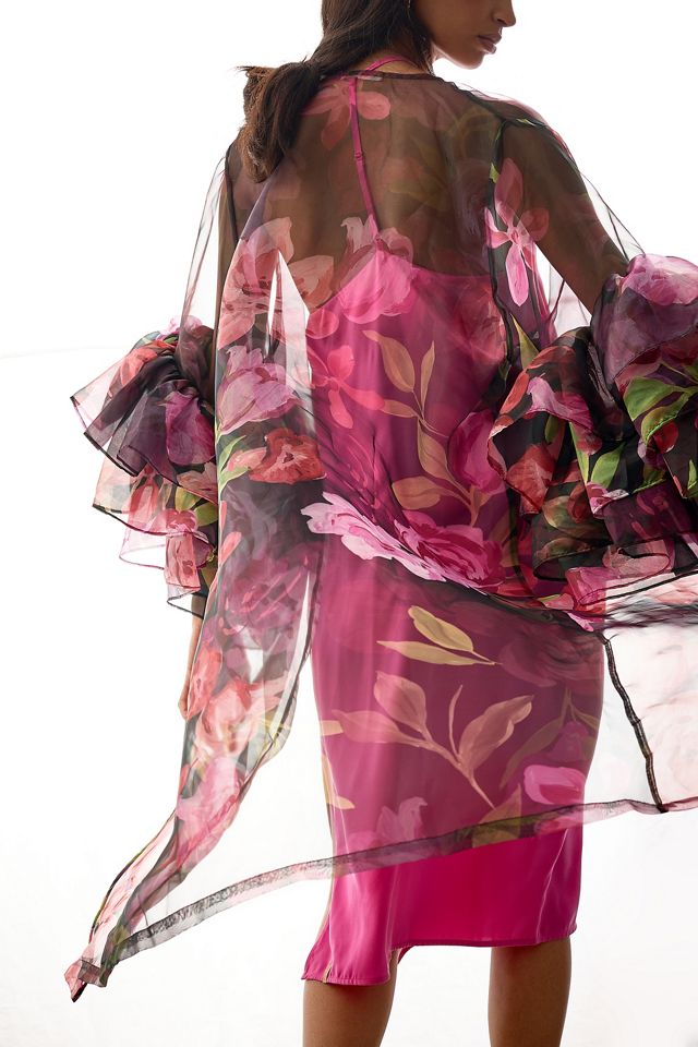 By Anthropologie Sheer Ruffle-Sleeve Kimono #2