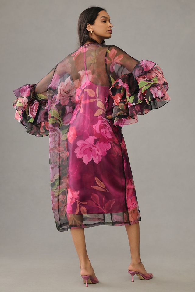 By Anthropologie Sheer Ruffle-Sleeve Kimono #3