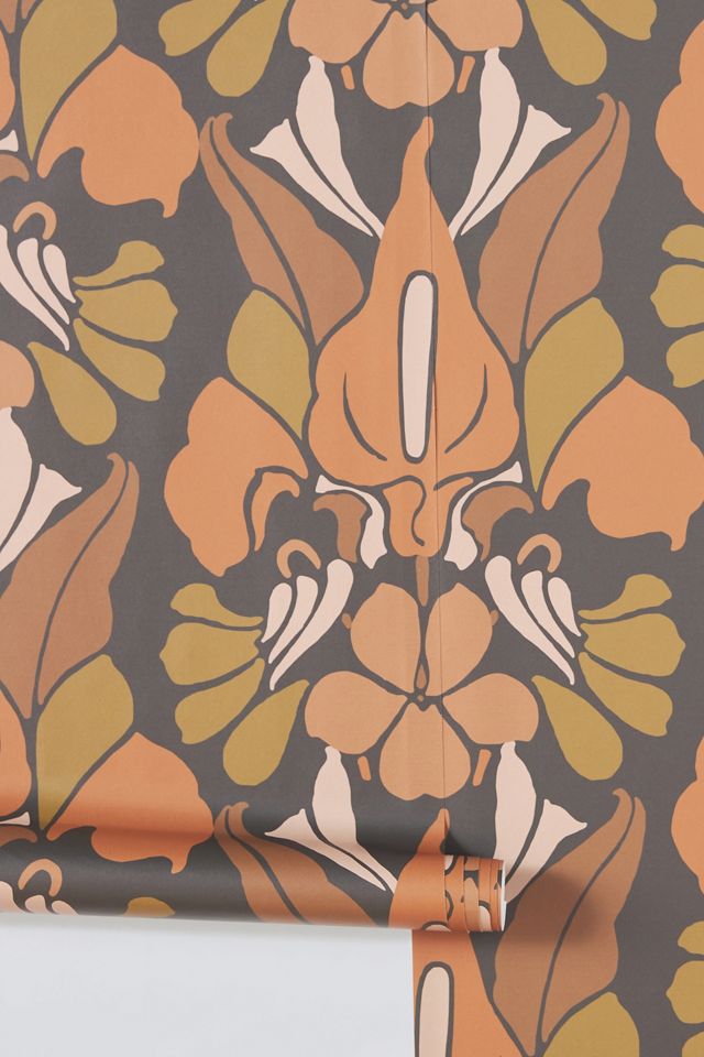 Mitchell Black Dragon Flower Floral Wallpaper #2