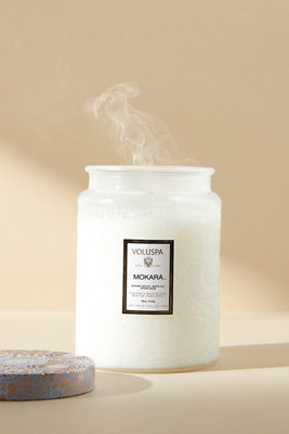 Voluspa Japonica Holiday Miniglass Jar with lid, Spiced Pumpkin Latte