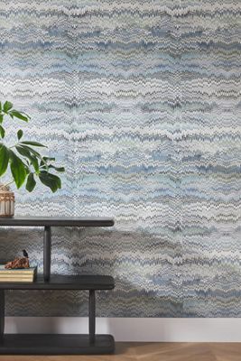 Mitchell Black Stonewashed Blue Abstract Wallpaper