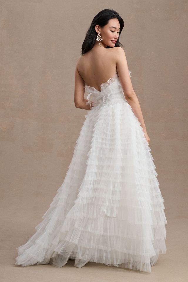 Mac Duggal Kylie Strapless Ruffle Wedding Gown #3