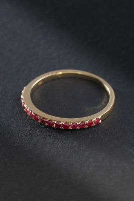 By Anthropologie Pavé Sapphire Eternity Ring In Red