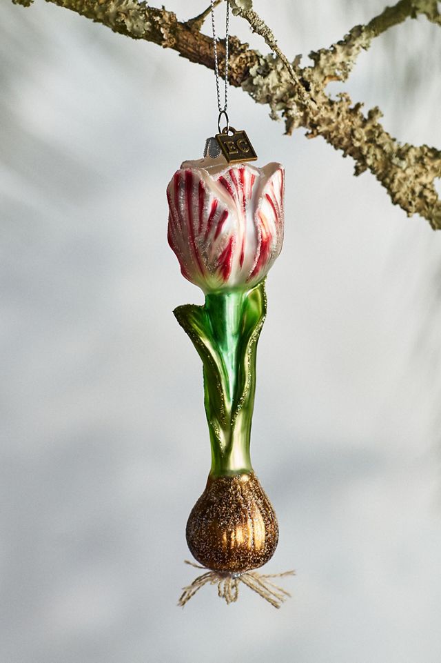 Red Tulip Bulb Glass Ornament #1
