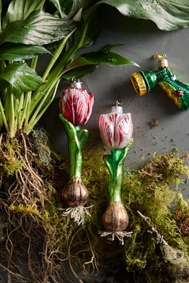 Red Tulip Bulb Glass Ornament
