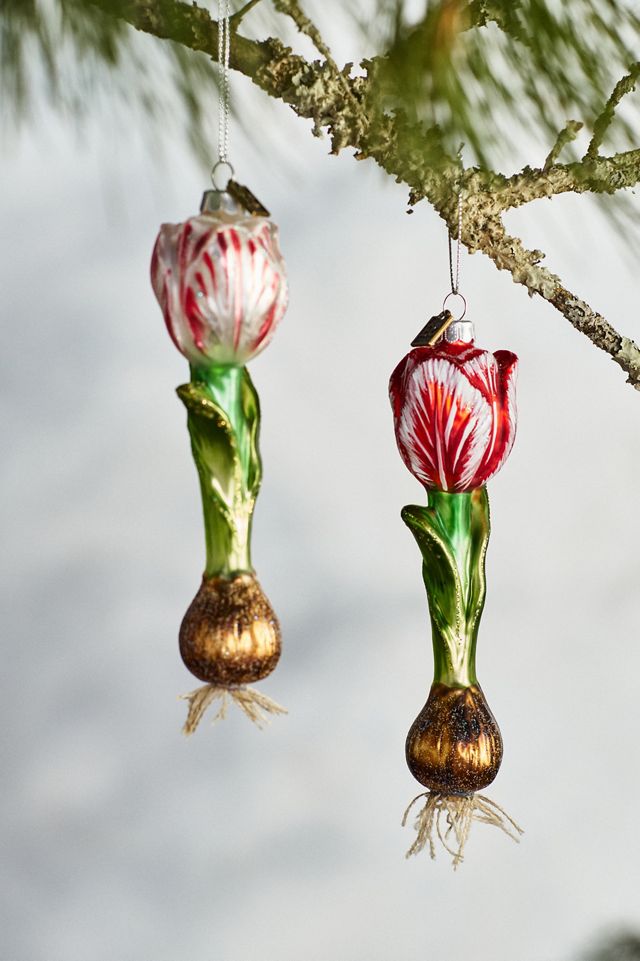 Red Tulip Bulb Glass Ornament #2