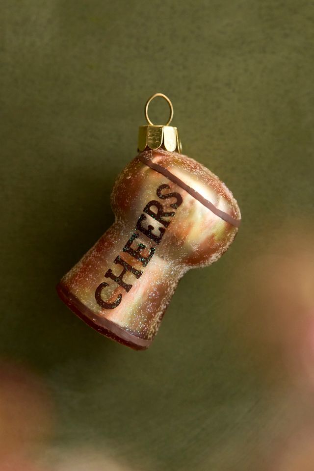 Cheers Wine Cork Glass Ornament #1