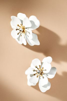 Bloom Earring  18k Gold White Flower Earring by SHASHI