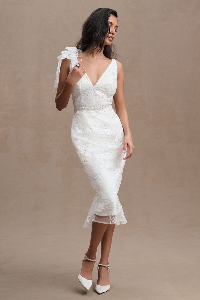 Mac Duggal Natalie V-Neck Beaded Embroidered Sleeveless Midi Dress #1