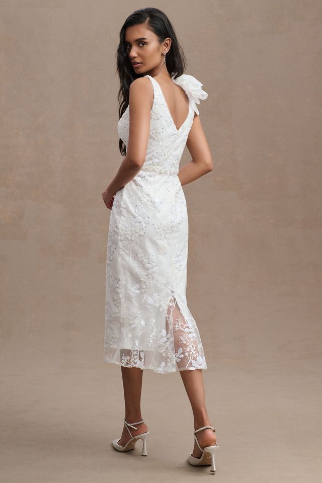 Mac Duggal Natalie V-Neck Beaded Embroidered Sleeveless Midi Dress #3