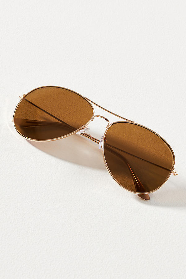 By Anthropologie Tinted Aviator Sunglasses In Brown
