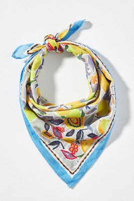 Printed Lemon Embroidered Bandana Scarf | Anthropologie