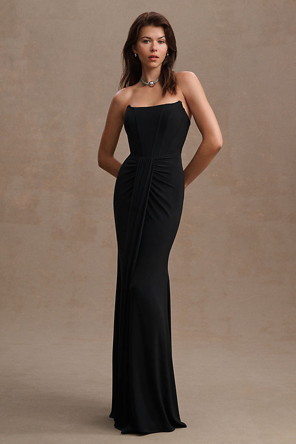 Mac Duggal Strapless Sweetheart Jersey Gown In Black