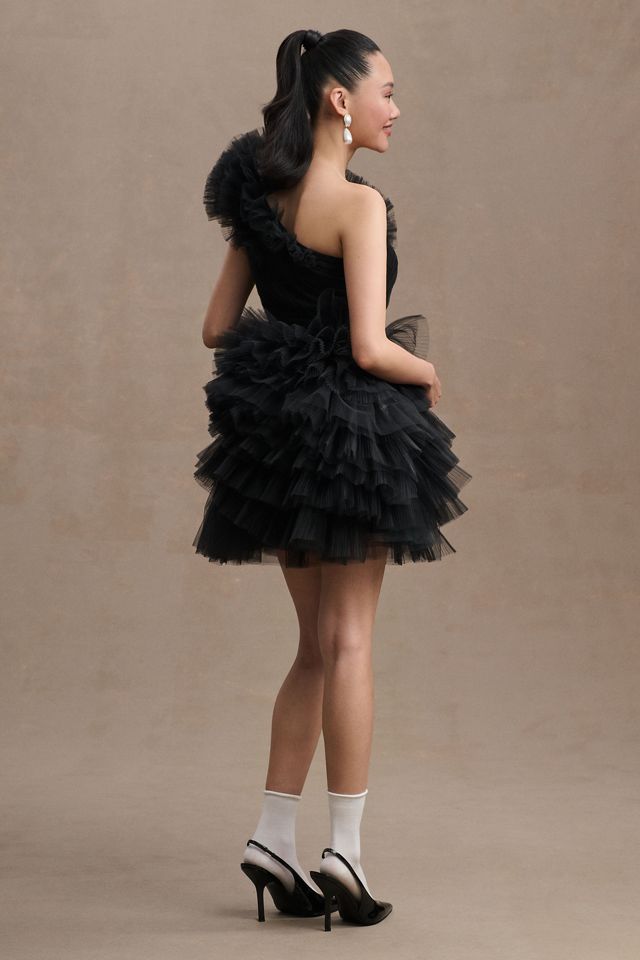 Mac Duggal Ruffled Tulle One-Shoulder Mini Dress #4