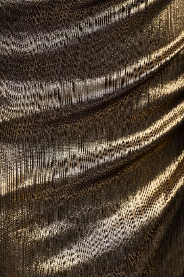 Mac Duggal Draped Metallic One-Shoulder Column Gown #3