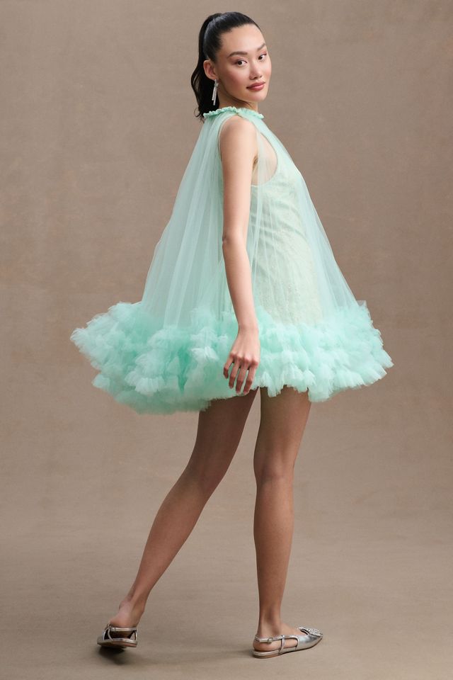 mac duggal halter mini dress Ruffled Swing Cocktail dress