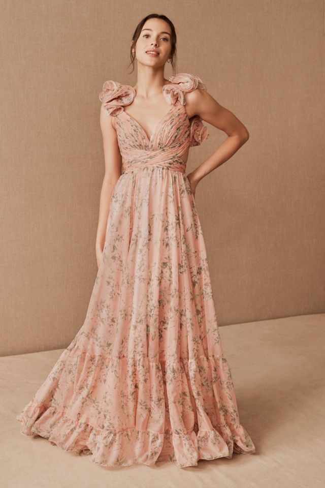 Mac Duggal Indy A-Line Ruffled Back-Lace Chiffon Gown #1