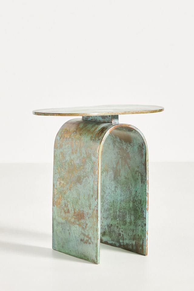 Sculptural Recycled Metal Vault Side Table #1