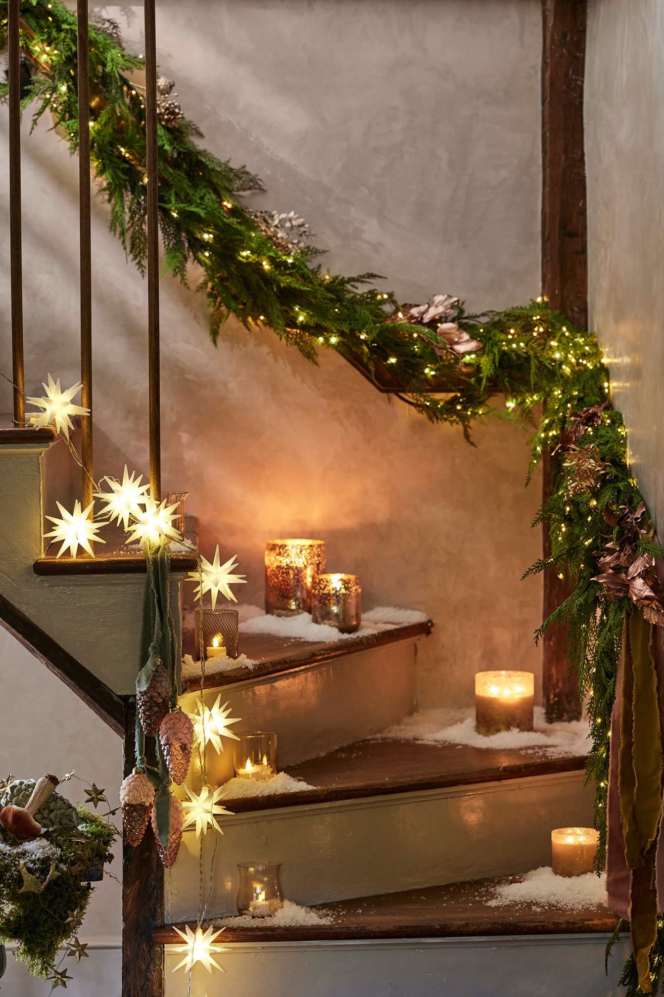 Pre-Lit Faux Cedar Garland, Evergreen 72-108" - Multi, Standard