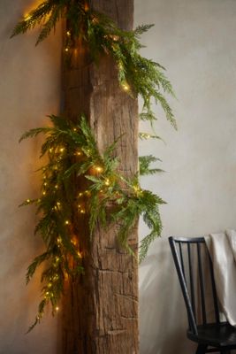Pre-Lit Faux Cedar Garland, Evergreen 6'-9'