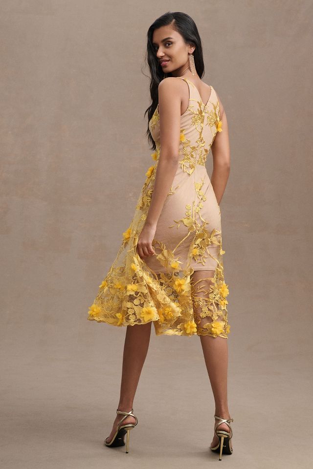 Dress the population outlet yellow lace dress