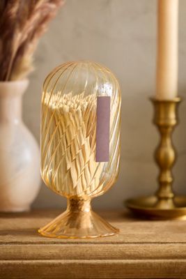 Ridged Glass Cloche with Matches